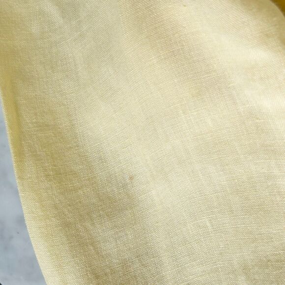 Talbots Pure Irish Linen Yellow Collared V Neck Long Sleeve Blouse - Women's 14 - Picture 8 of 8